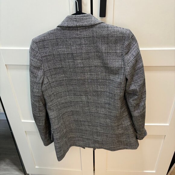 H&M Double-Breasted Grey Plaid Blazer - Size 0 - Picture 2 of 2